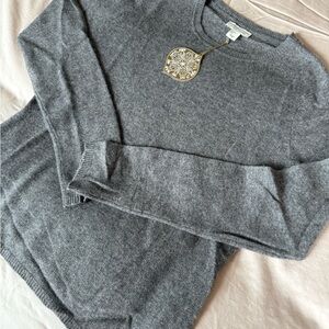 Adrienne Vittadini Heather Grey Cashmere Crew Neck Sweater Large L New with tags